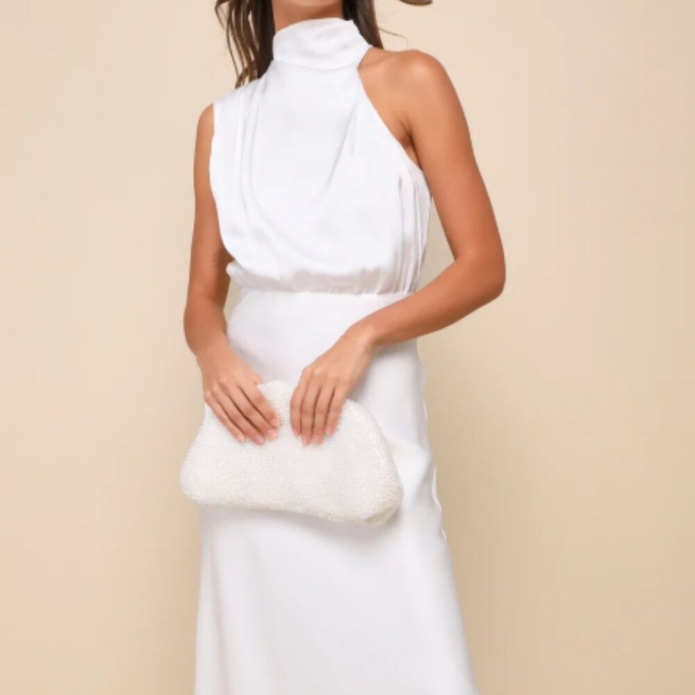 NWT Lulu's white satin dress - large